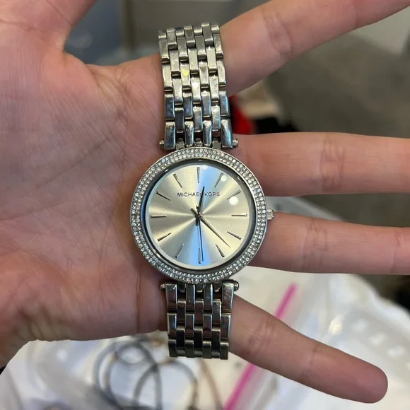 Michael Kors Silver Tone Watch with Crystal Bezel - Picture 2 of 3